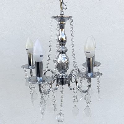 White metal Crystal decorated 5 arm chandelier