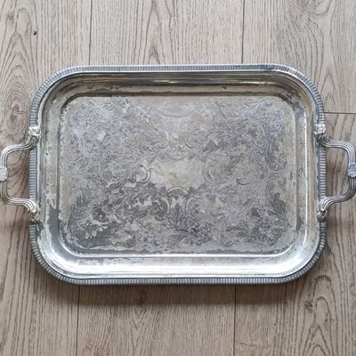Vintage Silverplated serving tray with handles