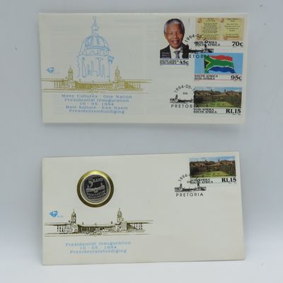 1994 RSA Proof R5 presidential inauguration coin in FDC including FDC 6.3b