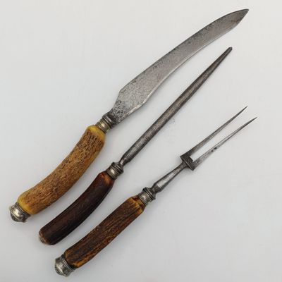 Antique Lockwood Brothers carving set in wooden case