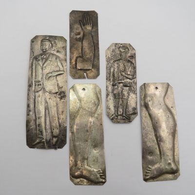 Lot of 5 Greek Orthodox Tamata plaques - used to pray for a subject of healing - 800 and 900 Purity silver