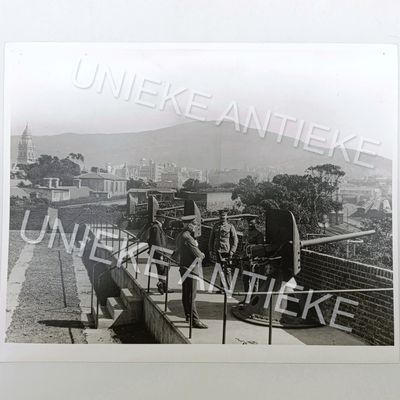 Antique photo reprint of Gunners on Cape Town Castle wall