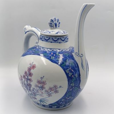 Vintage very large Chinese porcelain teapot with floral design