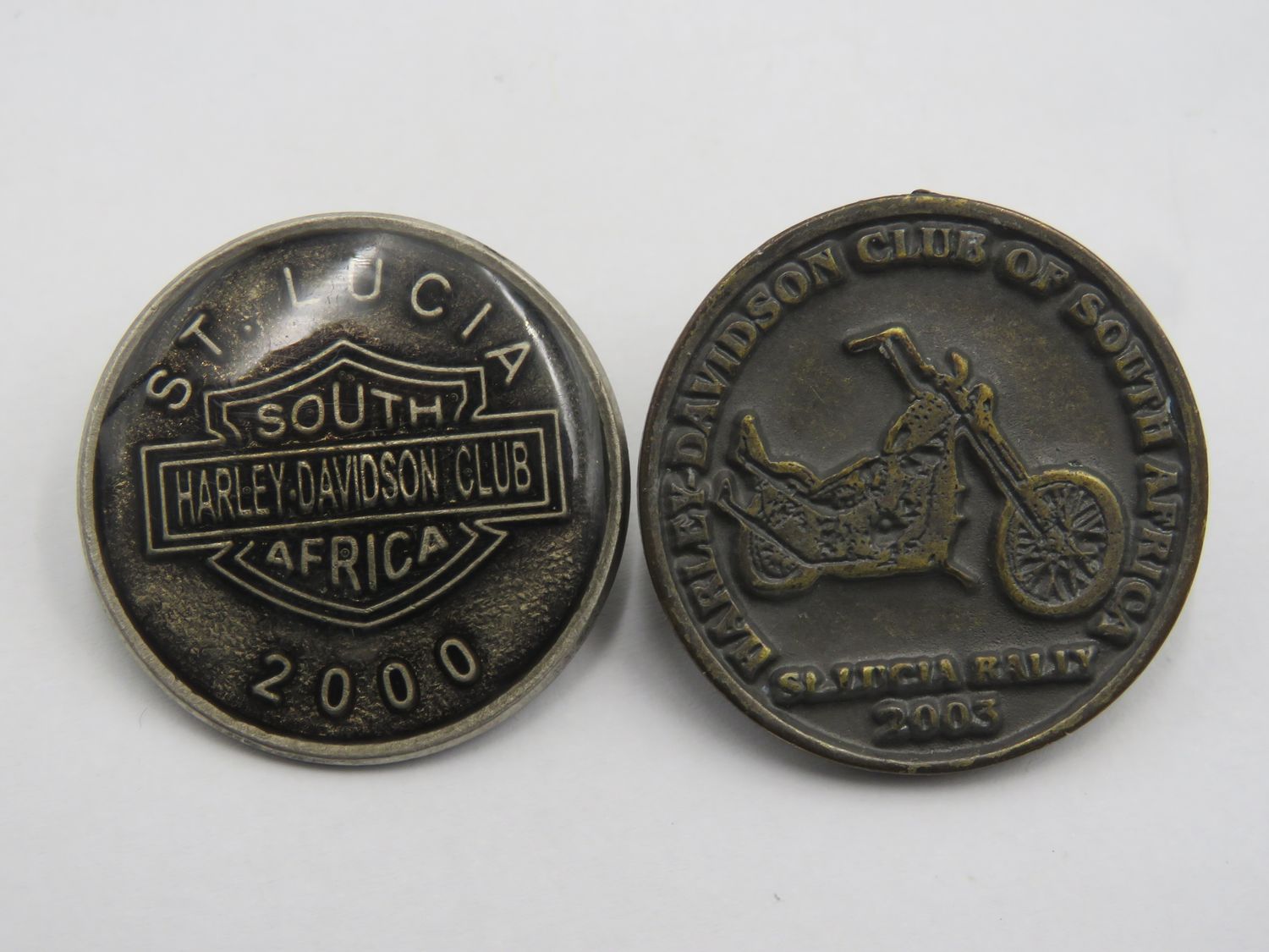 Harley Davidson 2000 &amp; 2003 St Lucia Rally badges