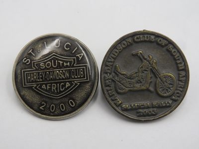 Harley Davidson 2000 &amp; 2003 St Lucia Rally badges