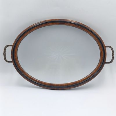 Antique oval tray with cutglass centre