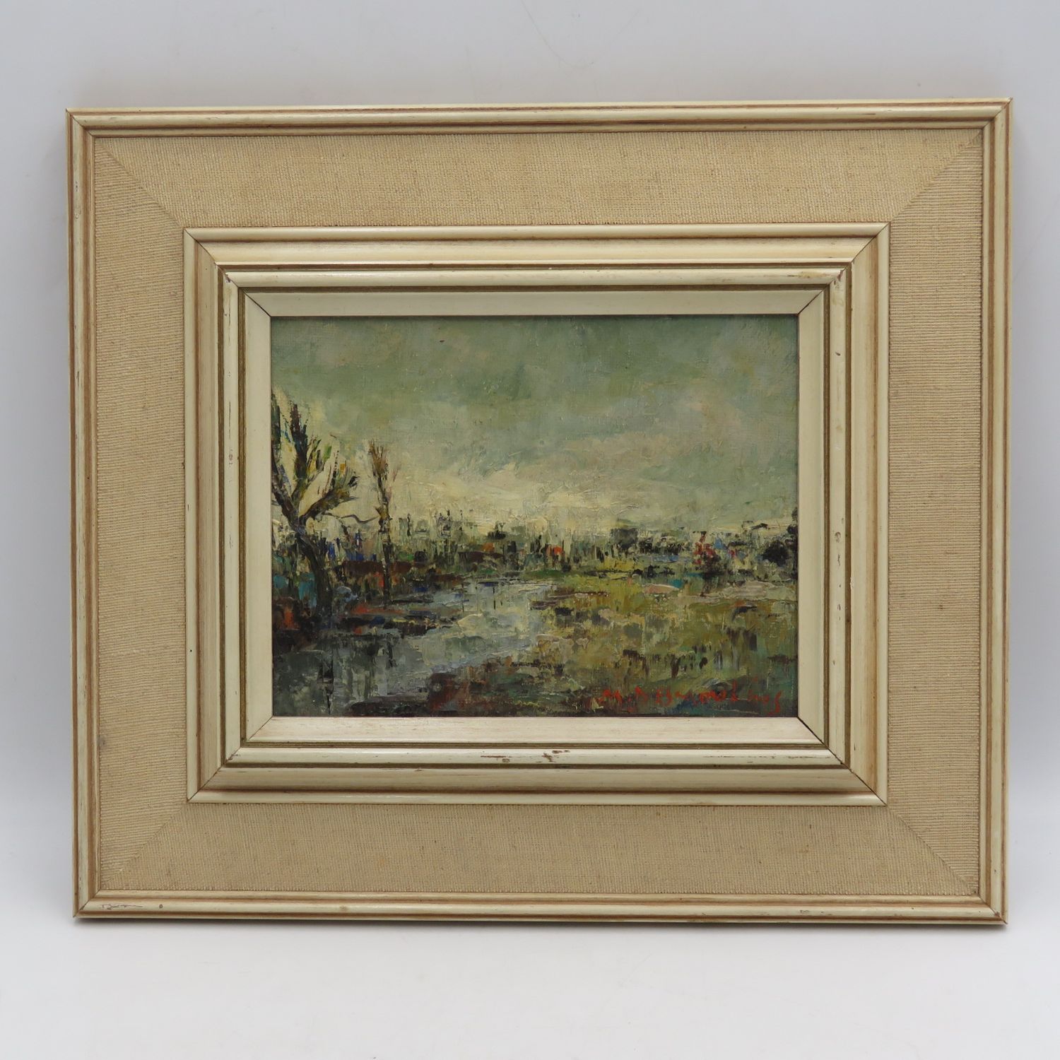 Untitled antique painting by M. Desmoulis - Size in Description - Early to mid 1900&#39;s Framing