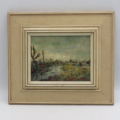 Untitled antique painting by M. Desmoulis - Size in Description - Early to mid 1900&#39;s Framing