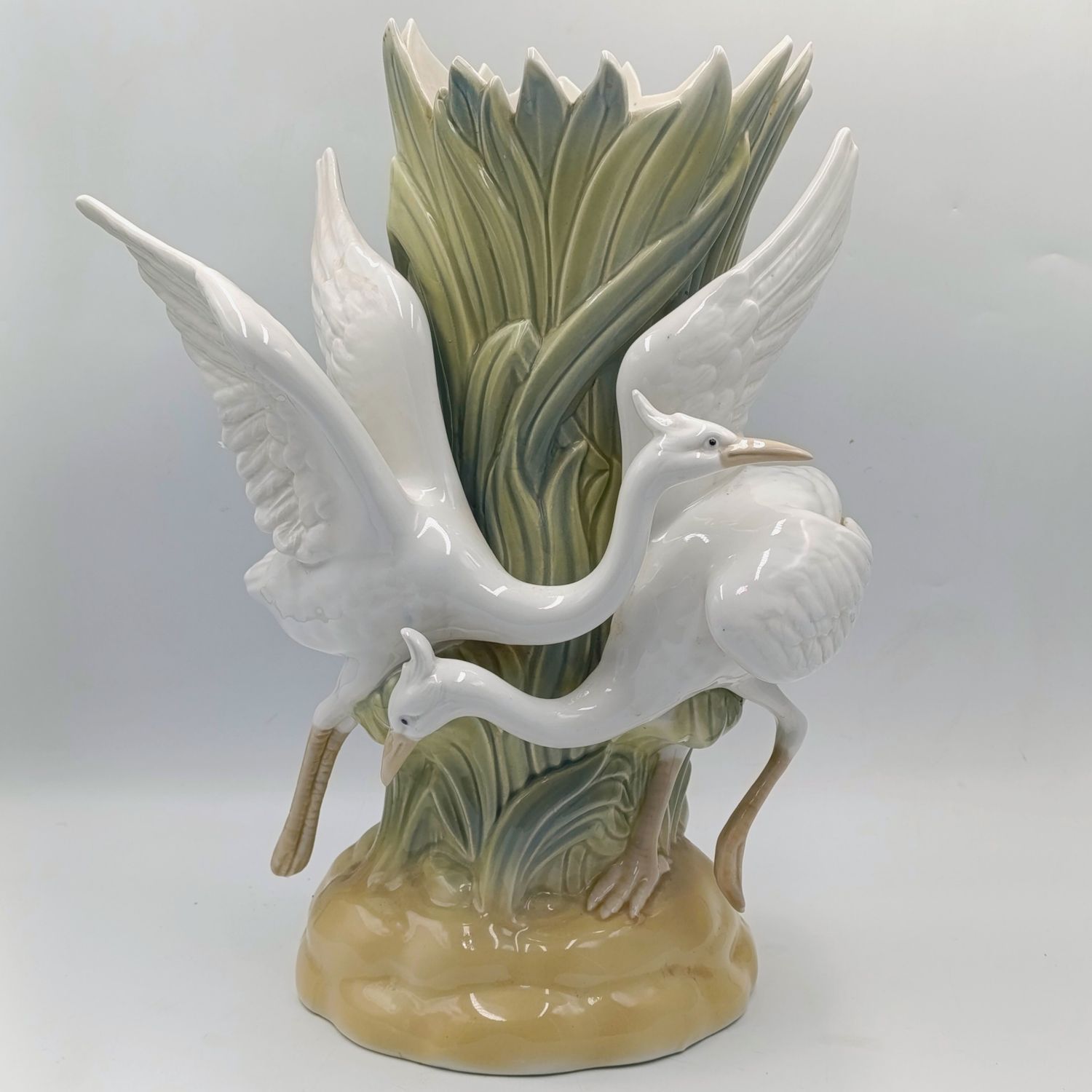 Vintage Miquel Requena White Herons porcelain vase
