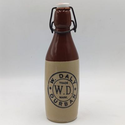 Antique W.Daly Durban trademark stoneware ginger beer bottle