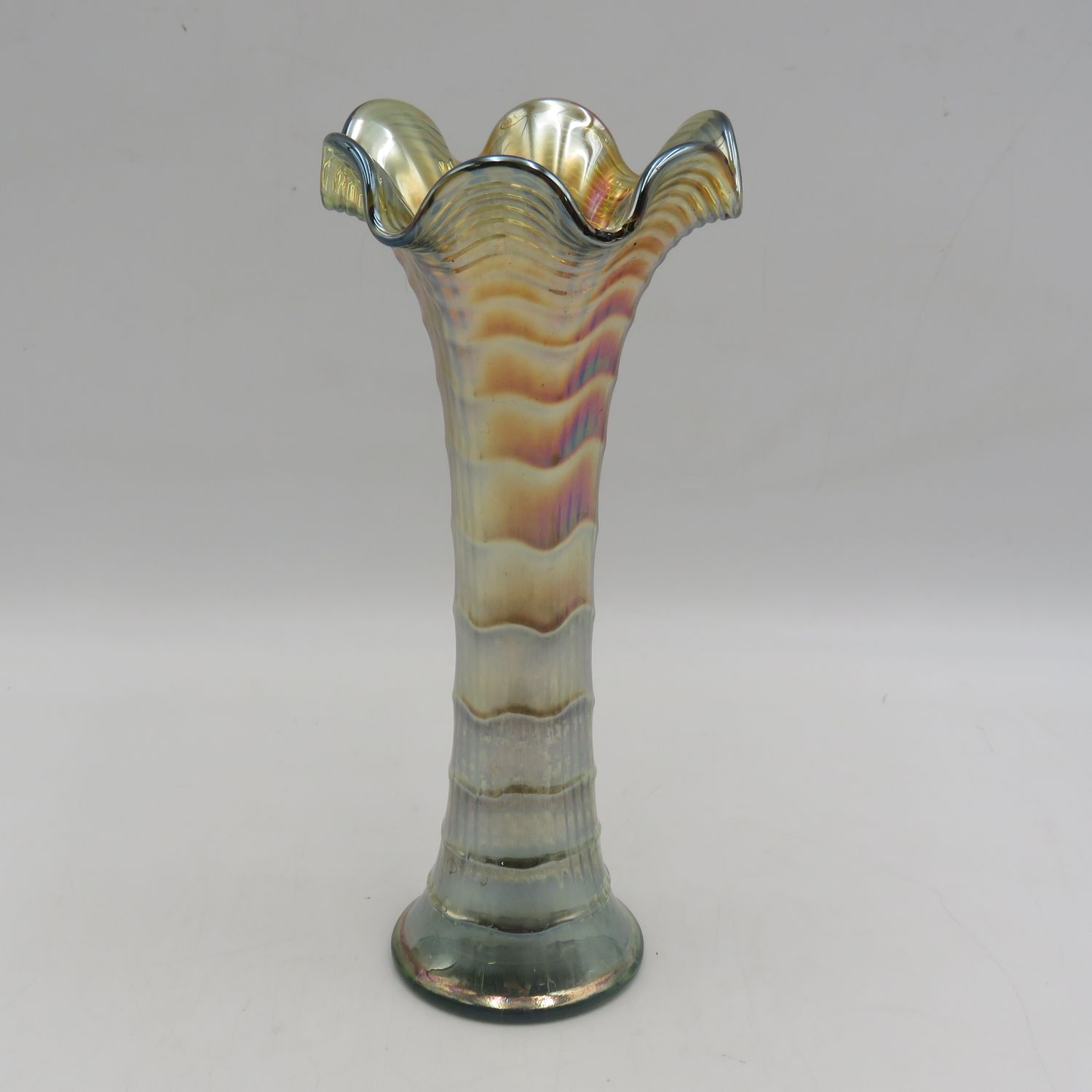 Vintage carnival glass flower vase