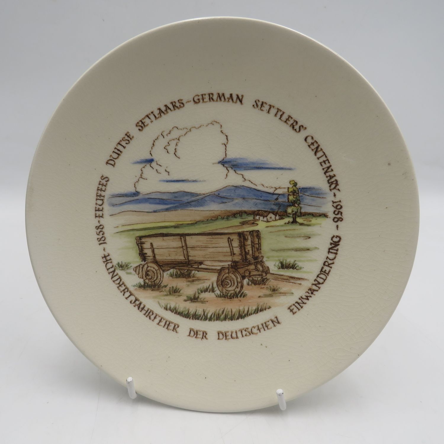 1858-1958 German Settlers Centenary porcelain plate