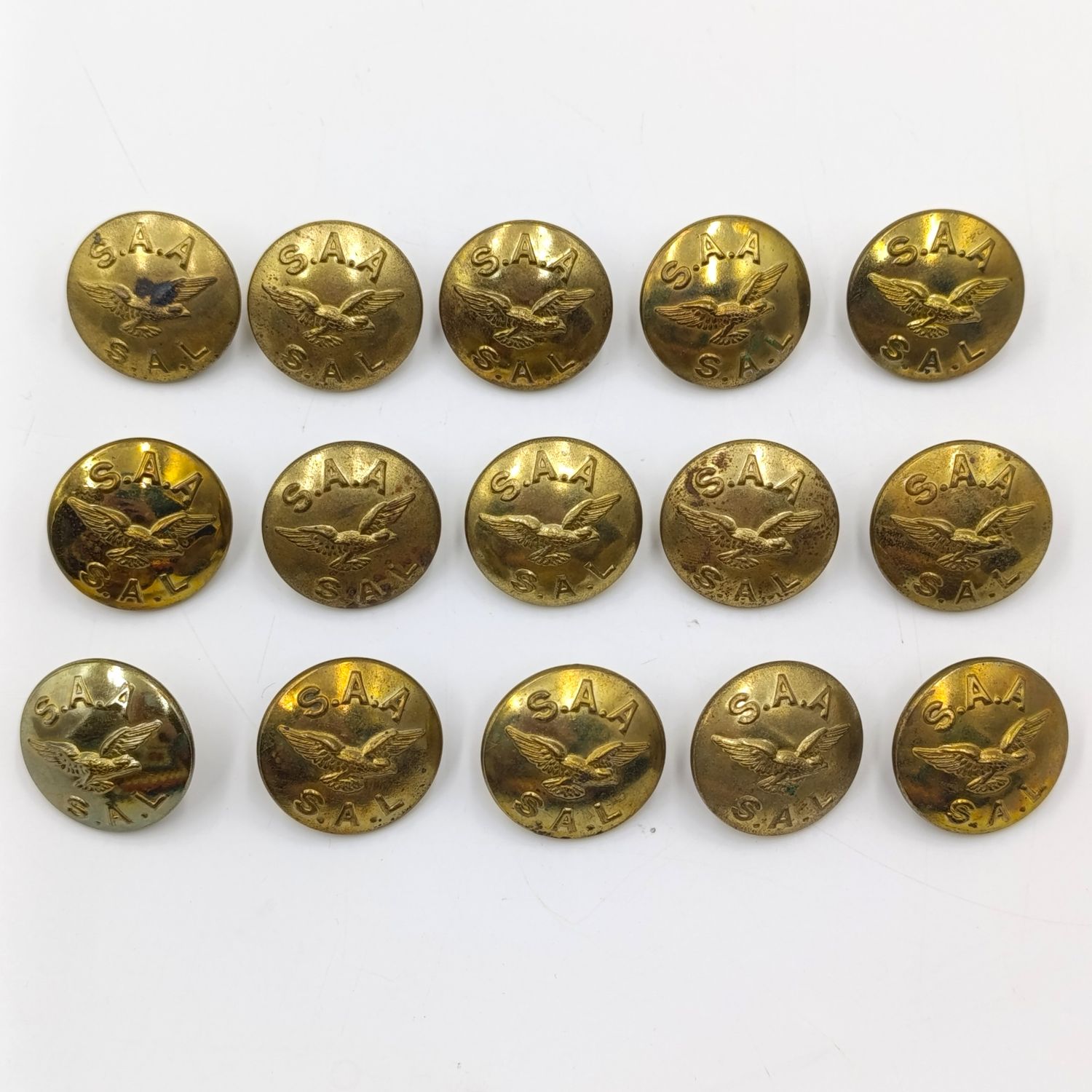Lot of 15 SA Airways uniform buttons
