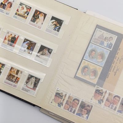 British Royalty collection of stamps and covers in album 125 mint stamps and 3 covers