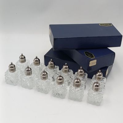 Set of 12 vintage salt shakers in box
