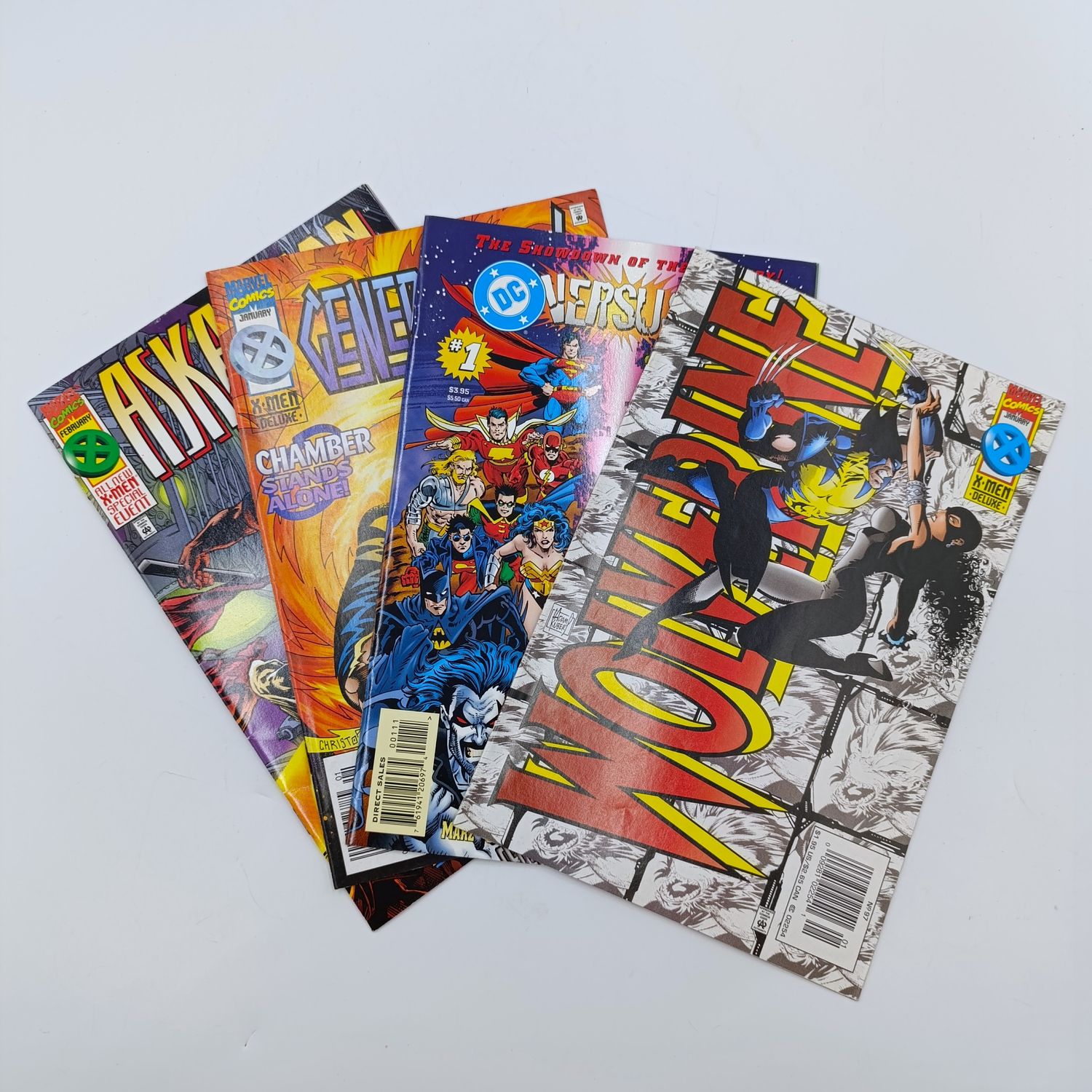 Lot of 4 vintage comics 1996 issues - Wolverine, Askanison, Generation X, DC versus Marvel