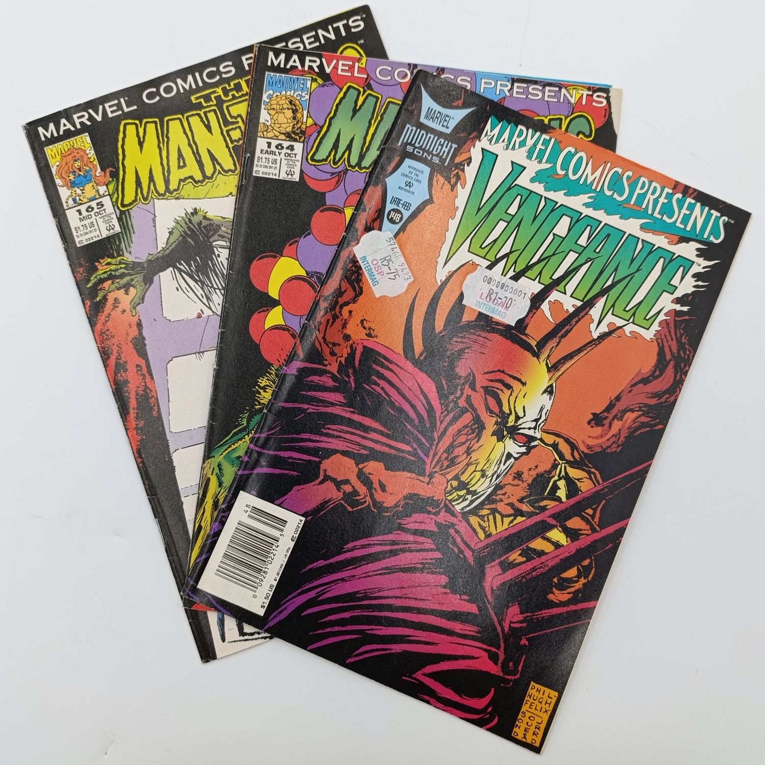 Lot of 3 vintage Marvel comics - 1994 issues - The Man-thing, Vengeance