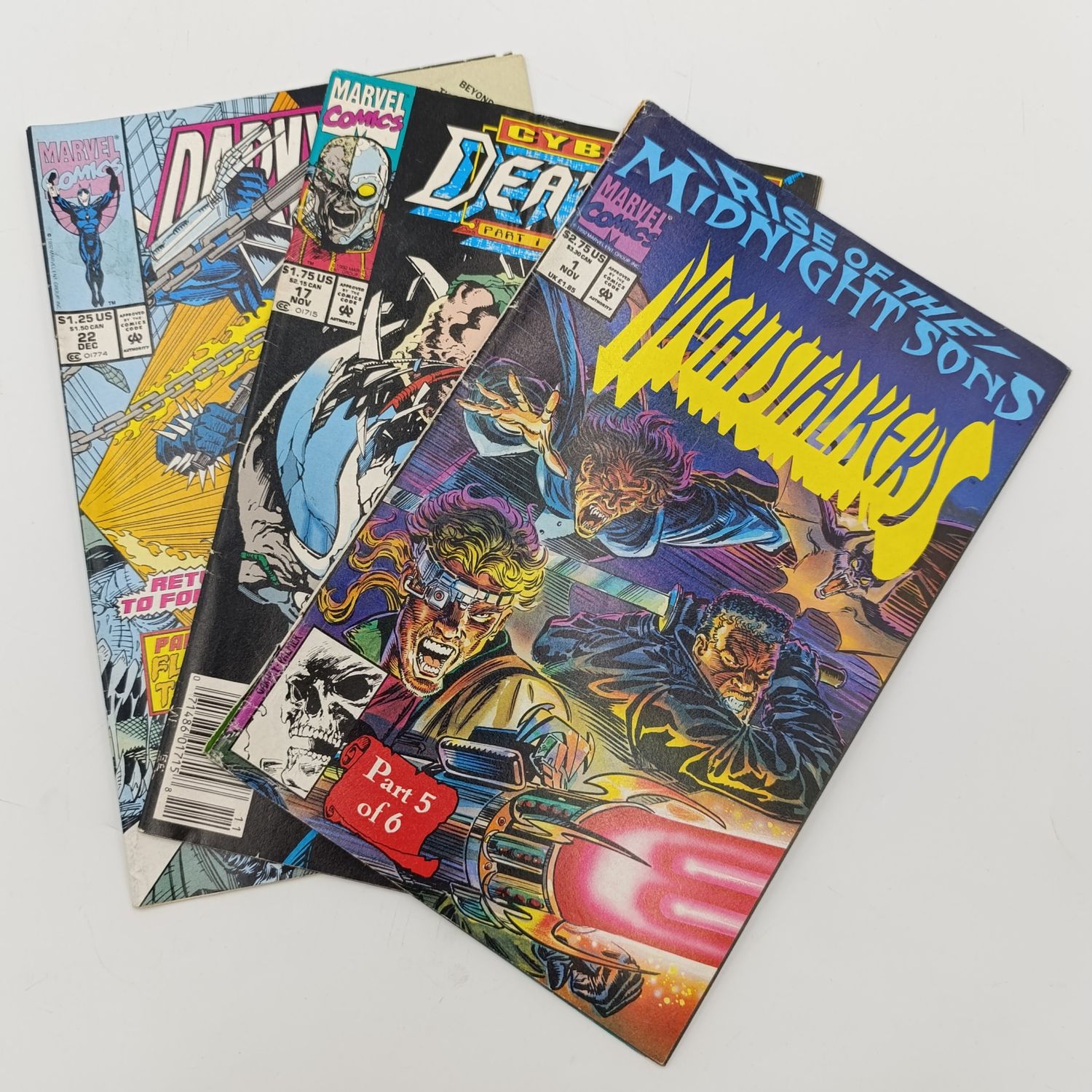 Lot of 3 vintage Marvel comics - 1992 issues - Darkhawk, Deathlok, Nightstalkers