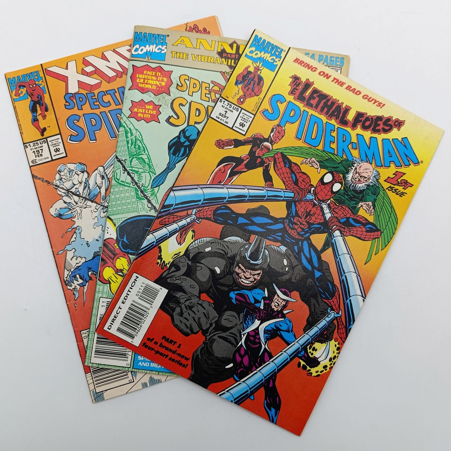 Lot of 3 vintage Spider-man comics - 1991 to 1993 issues