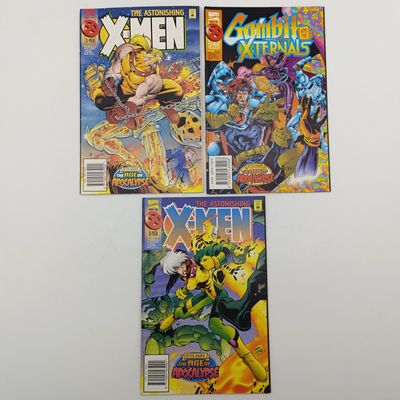 Lot of 3 vintage Marvel comics - 1995 South African issue: Gambit and the X-ternals 1 X-Men 7 X-Men 8