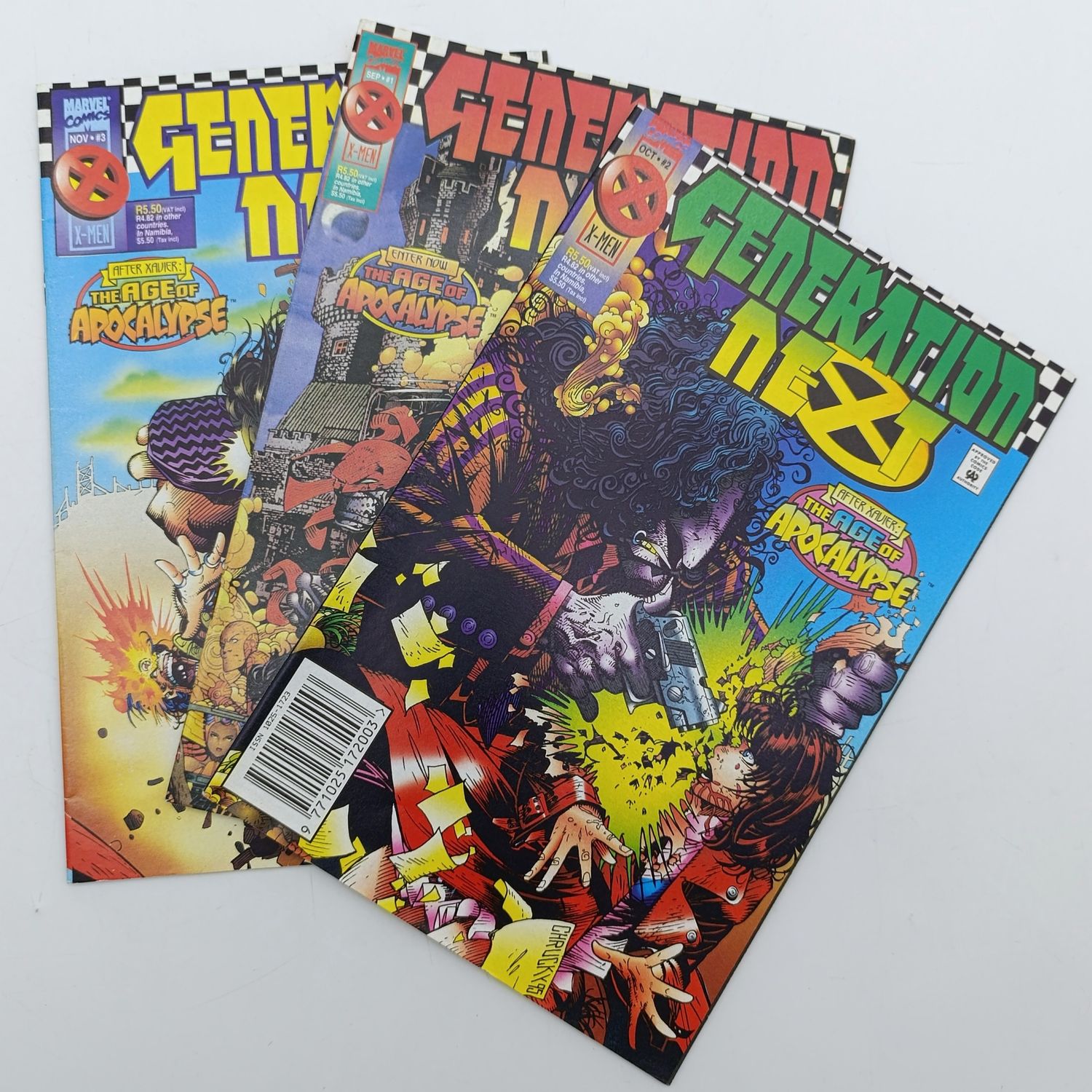 Lot of 3 vintage Marvel comics - 1995 South African issue: Generation Next 1,2 and 3