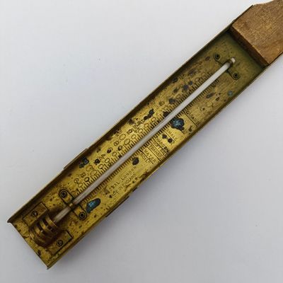 Vintage brass food grade thermometer with wooden handle