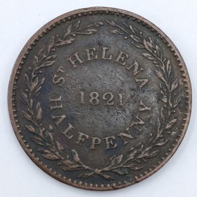 1821 St Helena Half Penny