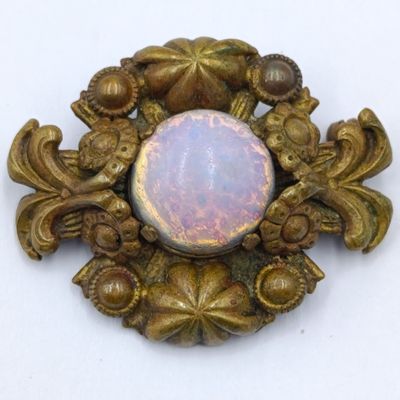 Antique brooch with Czech faux Opal