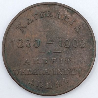 1908 Kaffraria Medallion to commemorate 50 years of german setlers in the area (South Africa) Excellent condition