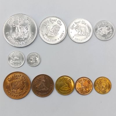 Set of Gold Reef City coins - 11 in total - Excellent condition