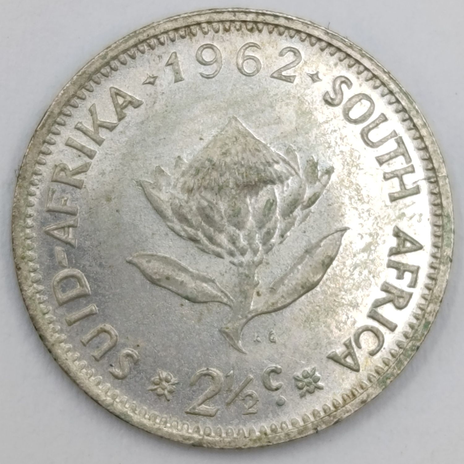 1962 South Africa 2 1/2c with low mintage only 8745 minted