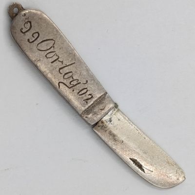 Boer War Trench art mini pocket knife, "99 Oorlog ' 02, D.J.B"