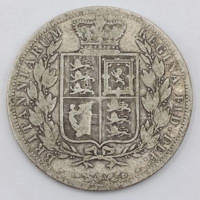 1886 British silver Half Crown Royal coat of arms