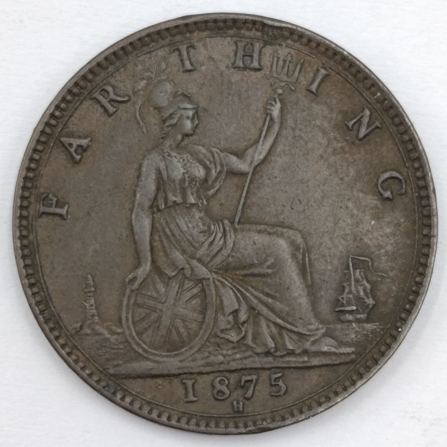 1875H Great Britian Farthing AU+