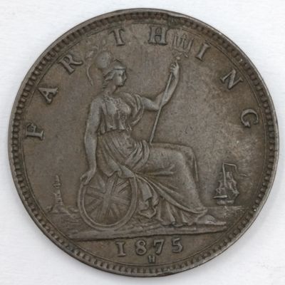 1875H Great Britian Farthing AU+