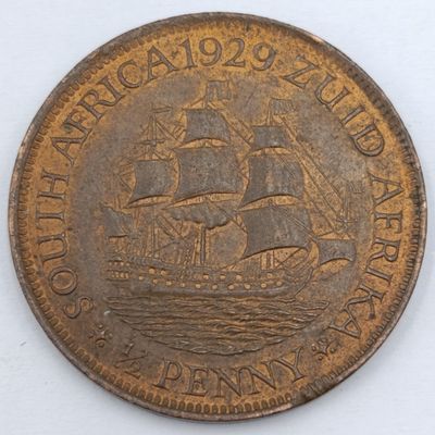 1929 South Africa Half Penny AU++ with mint lustre