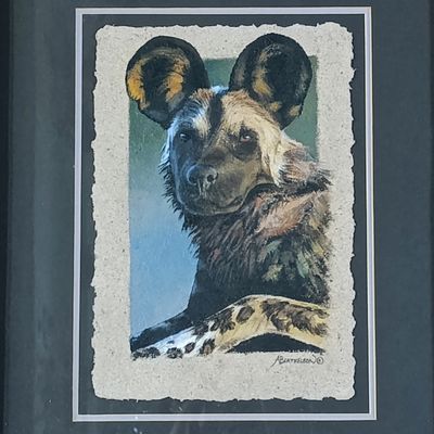 Beautiful Andrew Berthelson painting of Hyena in frame