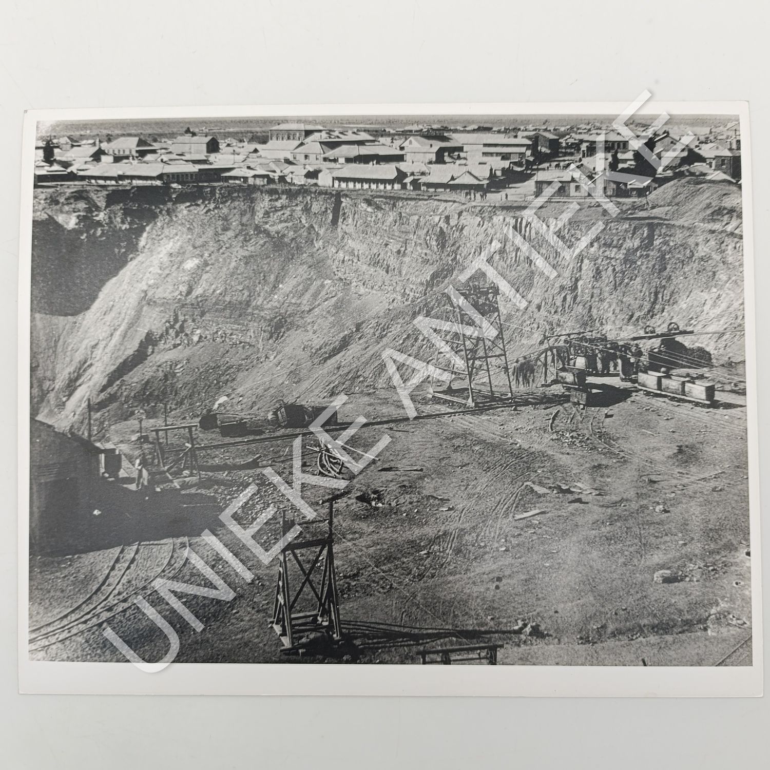 Antique photo reprint of mining at Kimberley Big hole