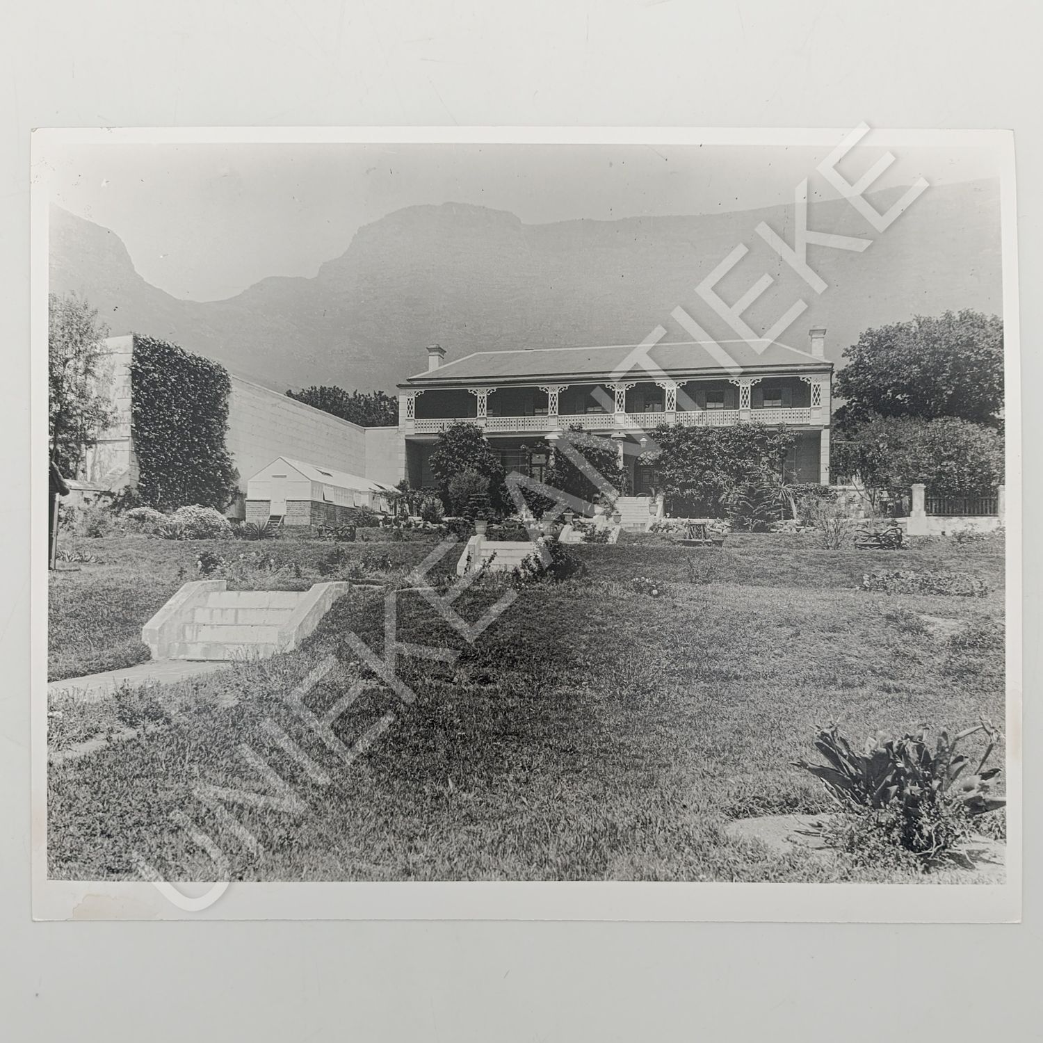 Antique photo reprint of Manor House below Table Mountain