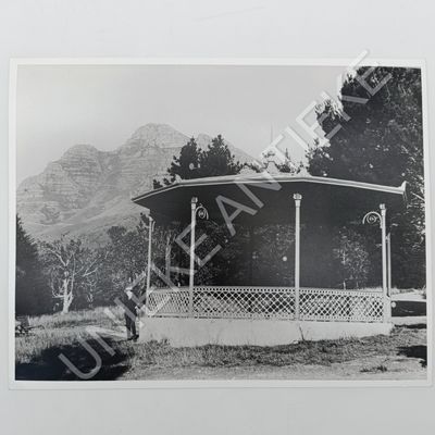Antique photo reprint of Veranda in De Waal Park with Devil&#39;s Peak in back
