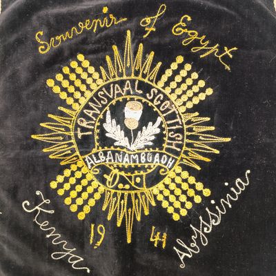1941 Transvaal Scottish regiment Souvenir of Egypt embroidered cloth