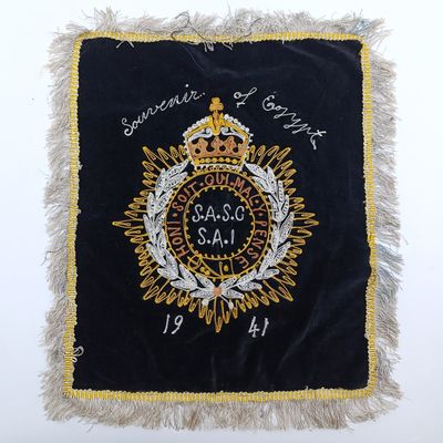 1941 SA Services Corps souvenir of Egypt embroidered cloth