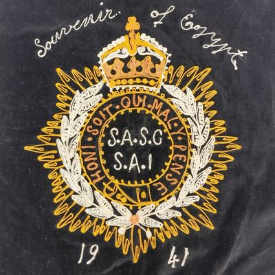 1941 SA Services Corps souvenir of Egypt embroidered cloth