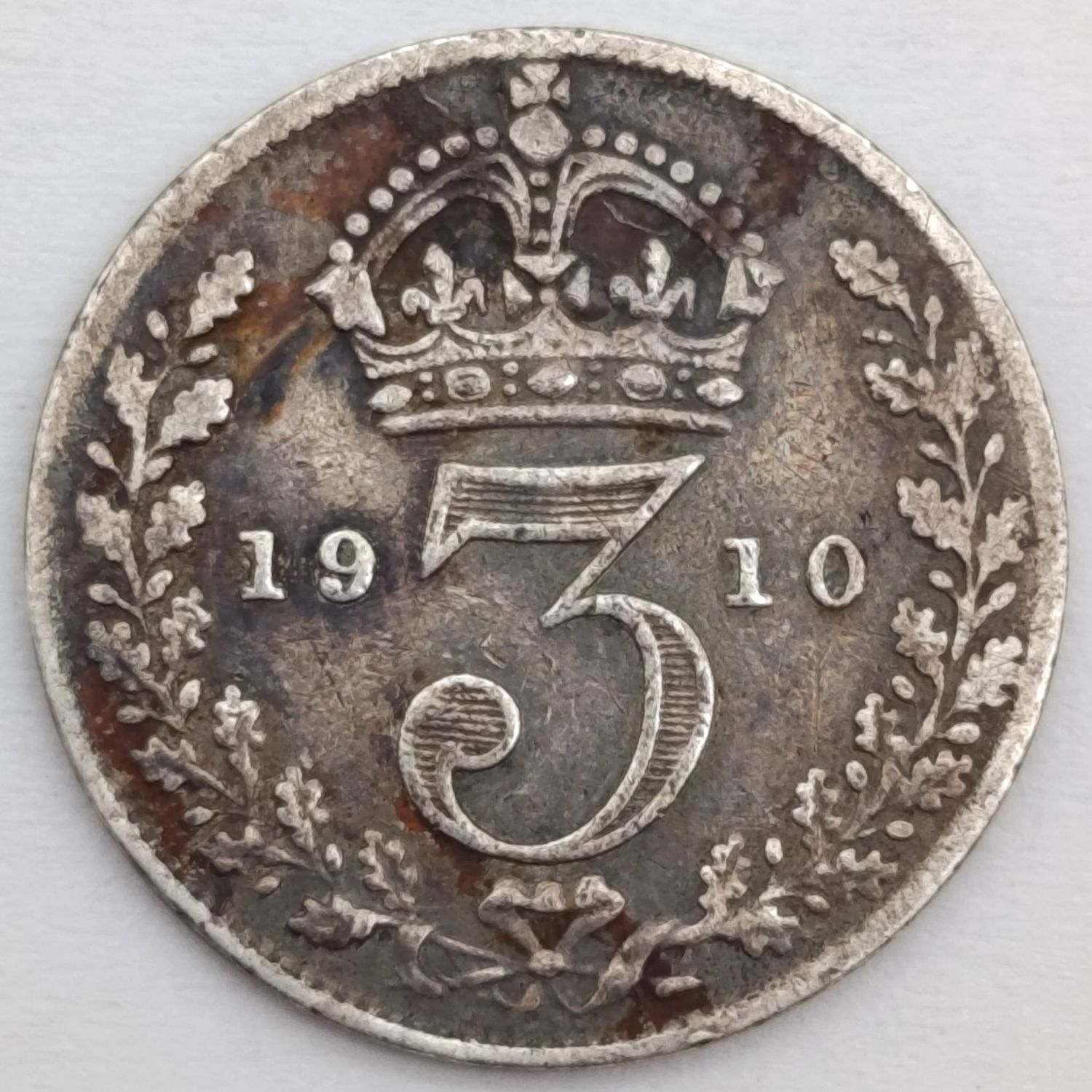 1910 Great Britain 3 Pence XF+