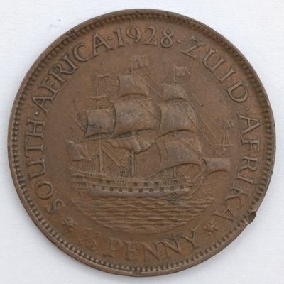 1928 South Africa Half Penny VF+