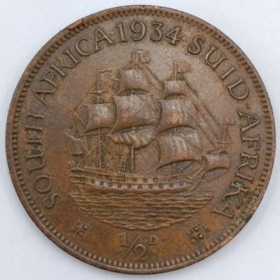 1934 South Africa Half Penny AU