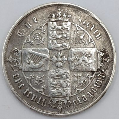 1853 Great Britain Gothic Florin Victoria Fine