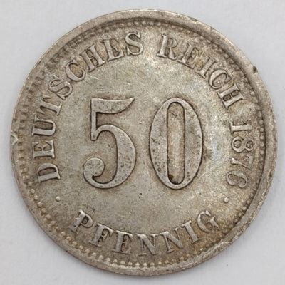 1876 J Germany 50 Pfennig silver