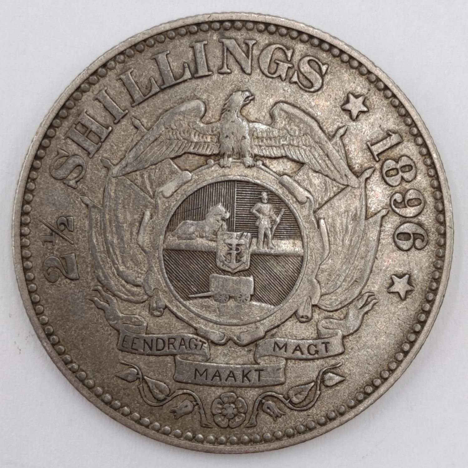 1896 Paul Kruger Half Crown VF+ silver