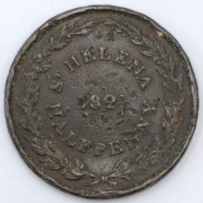 St Helena 1821 Half Penny